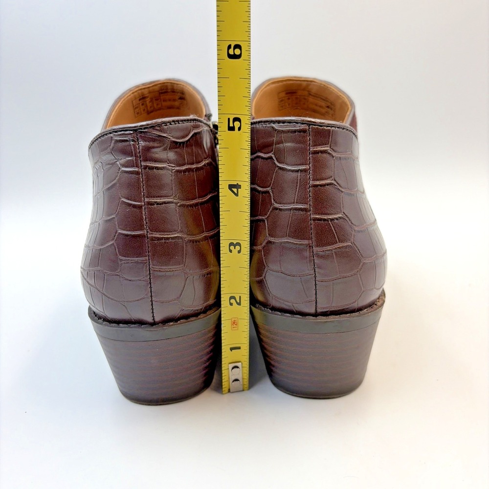Vionic Marissa Ankle Boots Women's 10‎ Chocolate Suede Croc Booties Block Heel - Picture 5 of 14